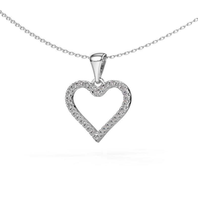 Anhänger Heart 8 585 Weißgold Zirkonia 1 mm