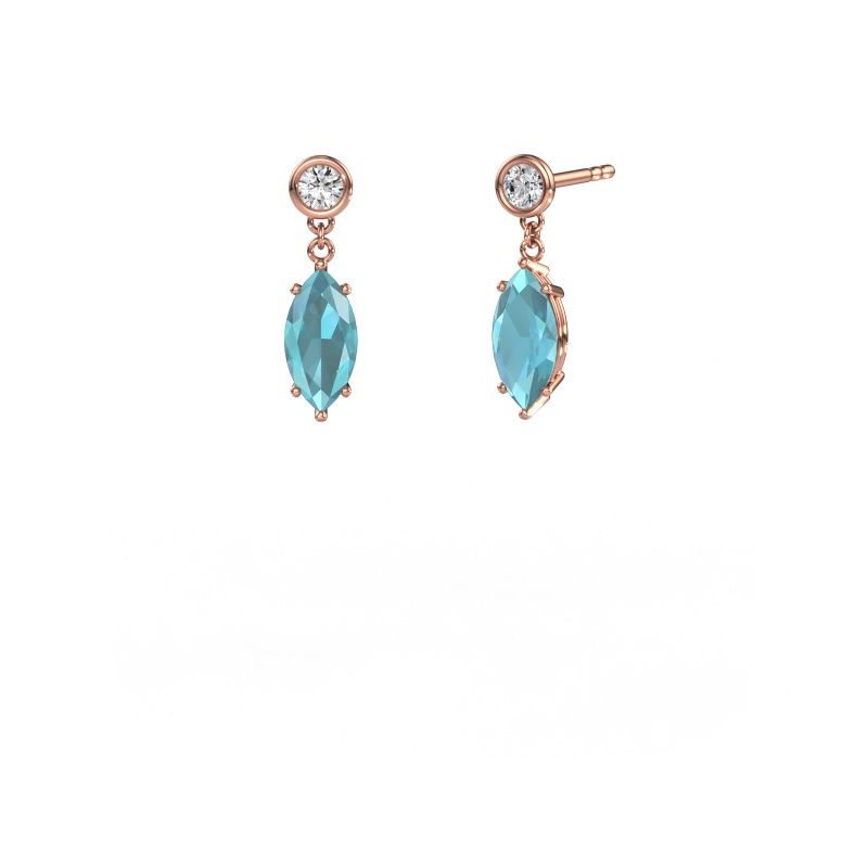 Pendants d'oreilles Lacey MRQ 585 or rose topaze bleue 10x5 mm