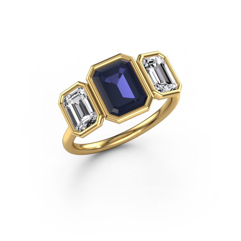 Verlobungsring Lavon 3 EME 585 Gold Saphir 8x6 mm