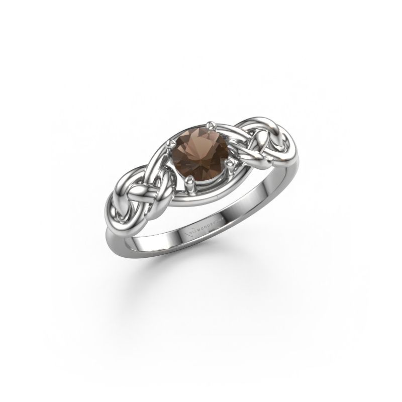 Ring Zoe 585 white gold smokey quartz 5 mm
