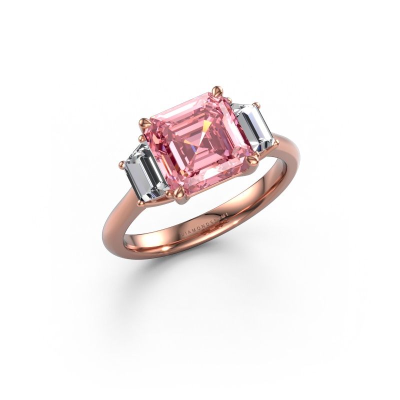 Engagement ring Maggie ASC 585 rose gold pink lab grown diamond 8 mm