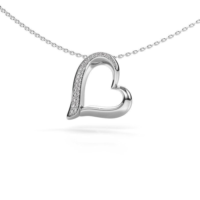 Necklace Heart 1 585 white gold lab-grown diamond 0.134 crt