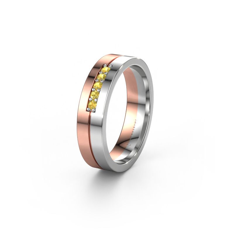 Wedding ring WH0211L15AP 585 rose gold yellow sapphire ±5x1.7 mm