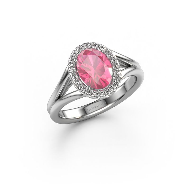 Verlobungsring Verla ovl 1 585 Weißgold Pink Saphir 8x6 mm