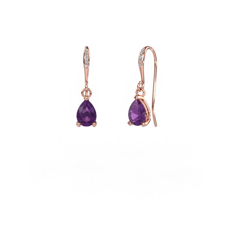 Drop earrings Laurie PER 2 585 rose gold amethyst 7x5 mm