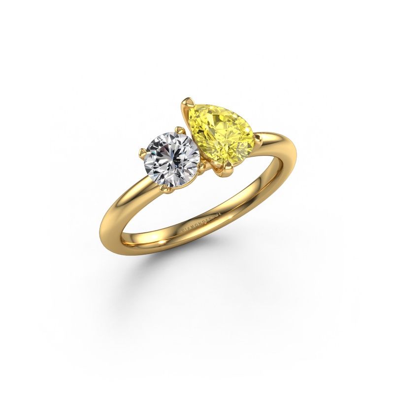 Engagement ring Toi et Moi PER-RND 585 gold yellow lab grown diamond 7x5 mm