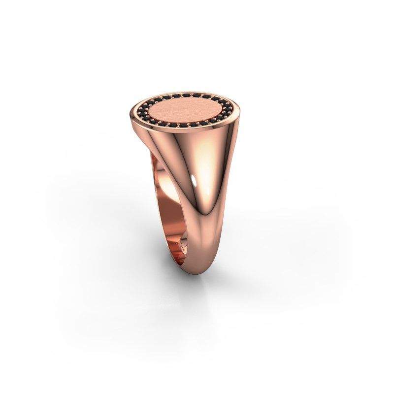 Image of Signet ring Rosy Oval 2 585 rose gold black diamond 0.009 crt
