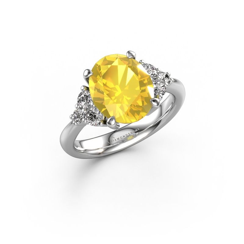 Bague de fiançailles Aleida OVL 1 950 platine saphir jaune 9x7 mm
