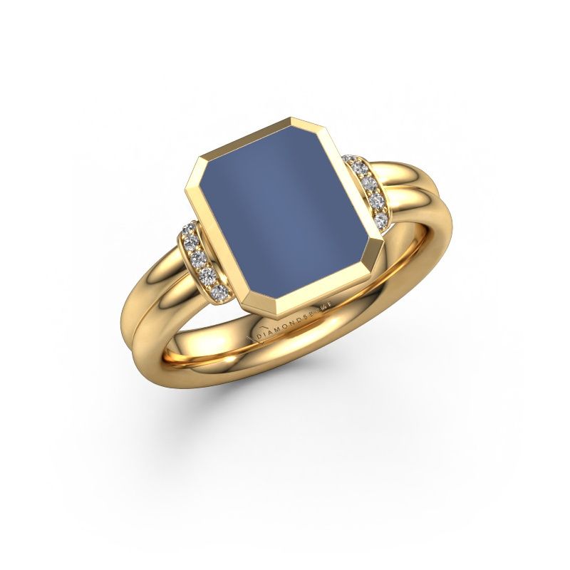 Siegelring Gwenn 3 585 Gold Blau Lagenstein 10x8 mm