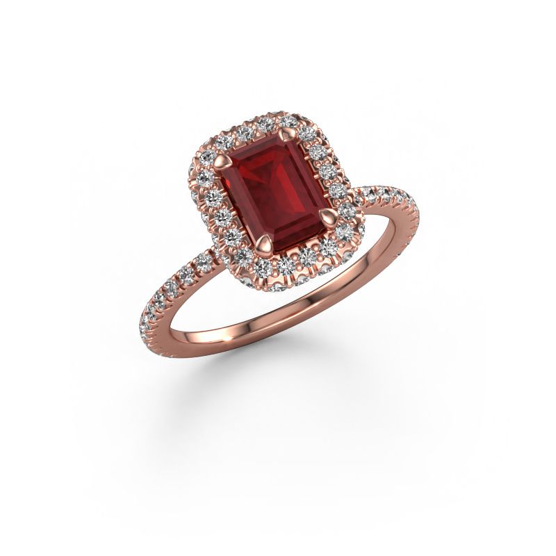 Engagement ring Talitha EME 585 rose gold ruby 7x5 mm