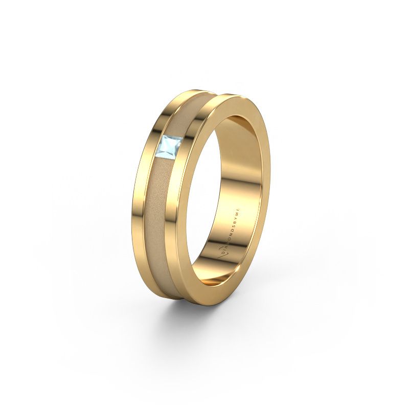 Wedding ring WH2001L 585 gold aquamarine ±5x2 mm