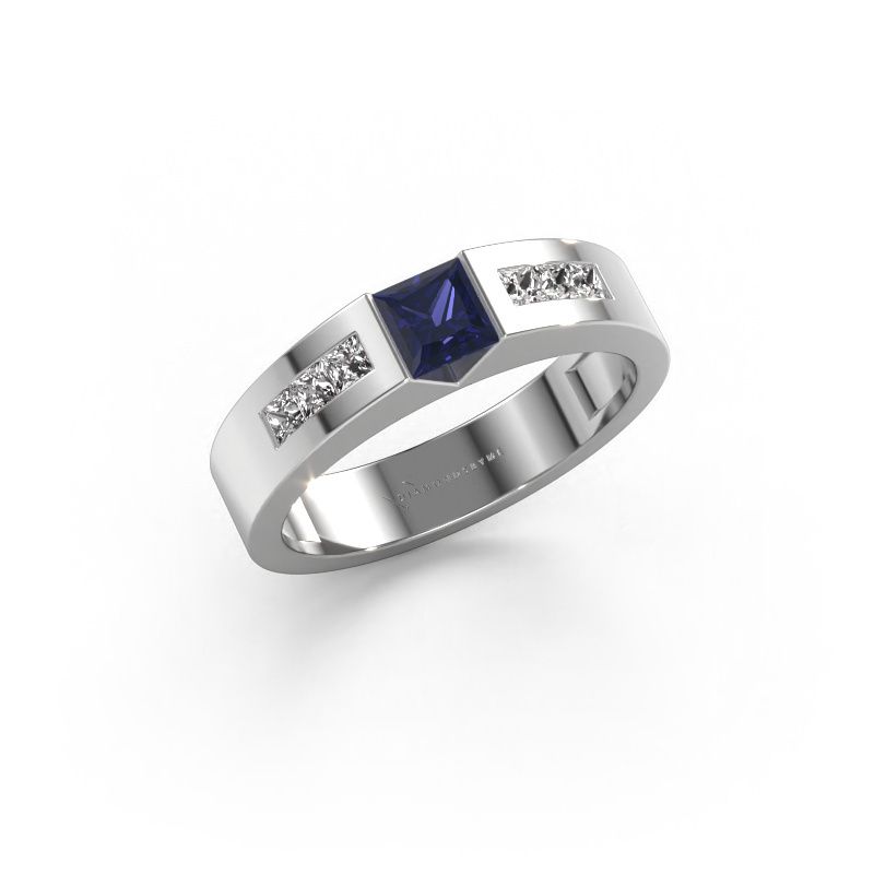 Bague de fiançailles Arlena 2 585 or blanc saphir 4 mm