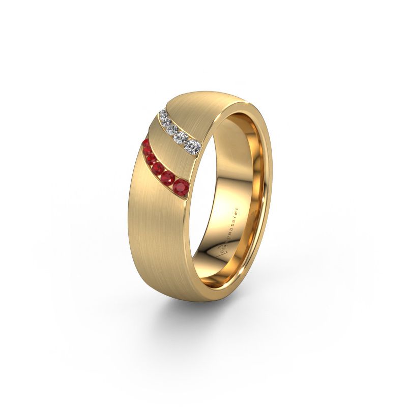 Wedding ring WH2015L 585 gold ruby ±6,5x2 mm