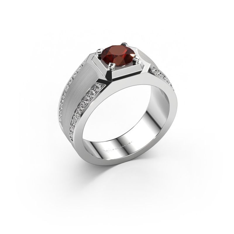 Men's ring Maarten 585 white gold garnet 6.5 mm