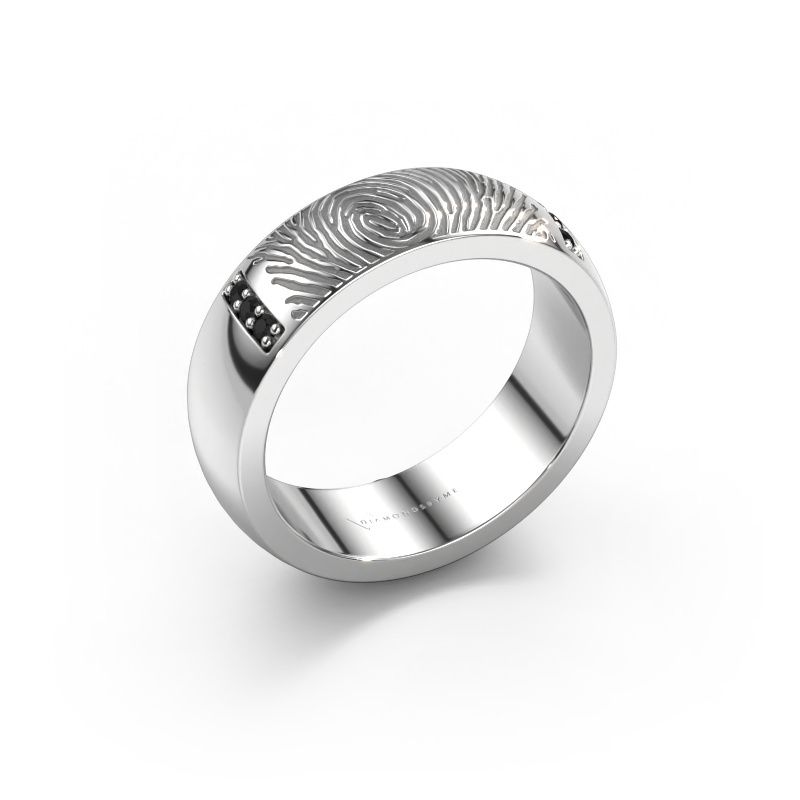 Wedding ring Daine 950 platinum ±0.24x0.08 in black diamond