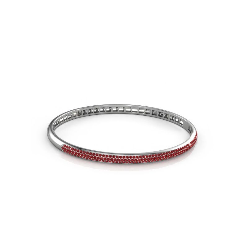 Slavenarmband Emely 4mm 585 witgoud robijn 1.1 mm