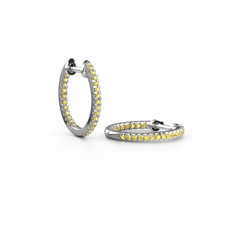 Hoop earrings Jackie 12.5 mm B 585 white gold yellow sapphire 1 mm