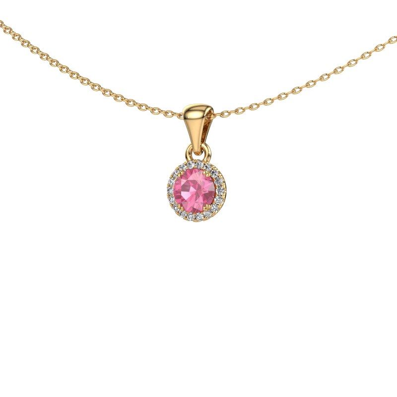 Pendentif Seline rnd 585 or jaune saphir rose 4.7 mm