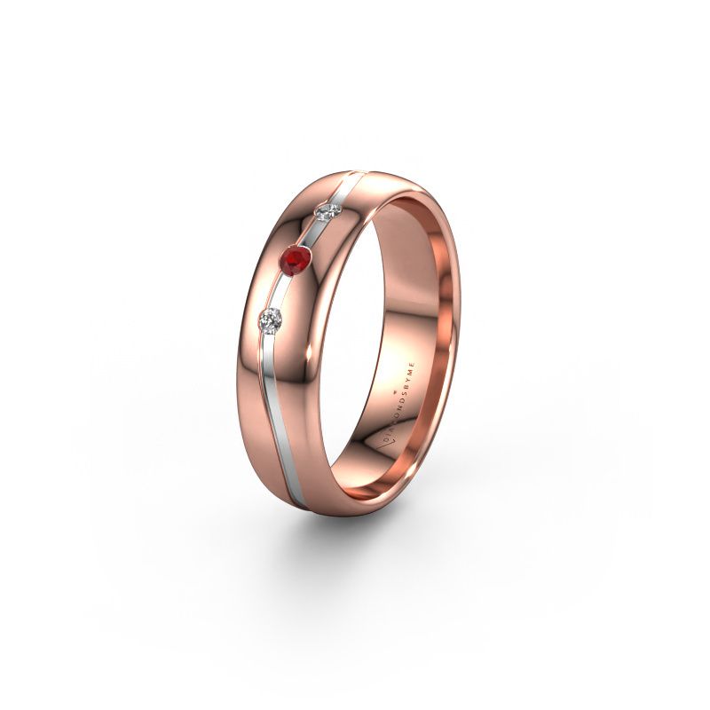 Friendship ring WH0907L35X 585 rose gold ruby ±5 x 1.4 mm