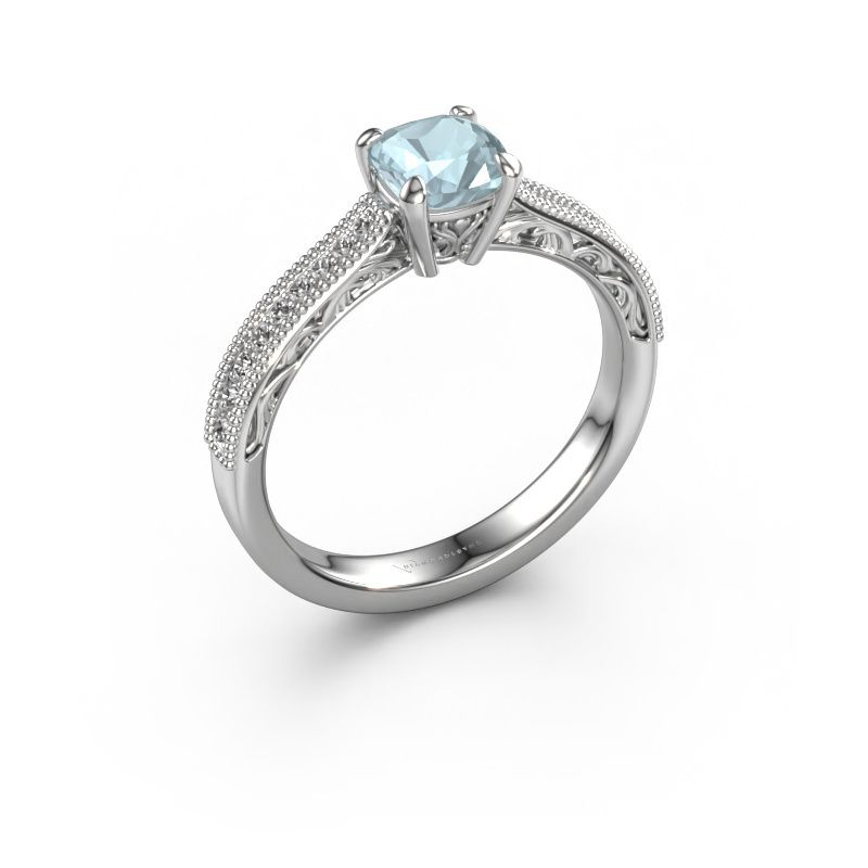 Verlobungsring Shonta CUS 950 Platin Aquamarin 5.5 mm