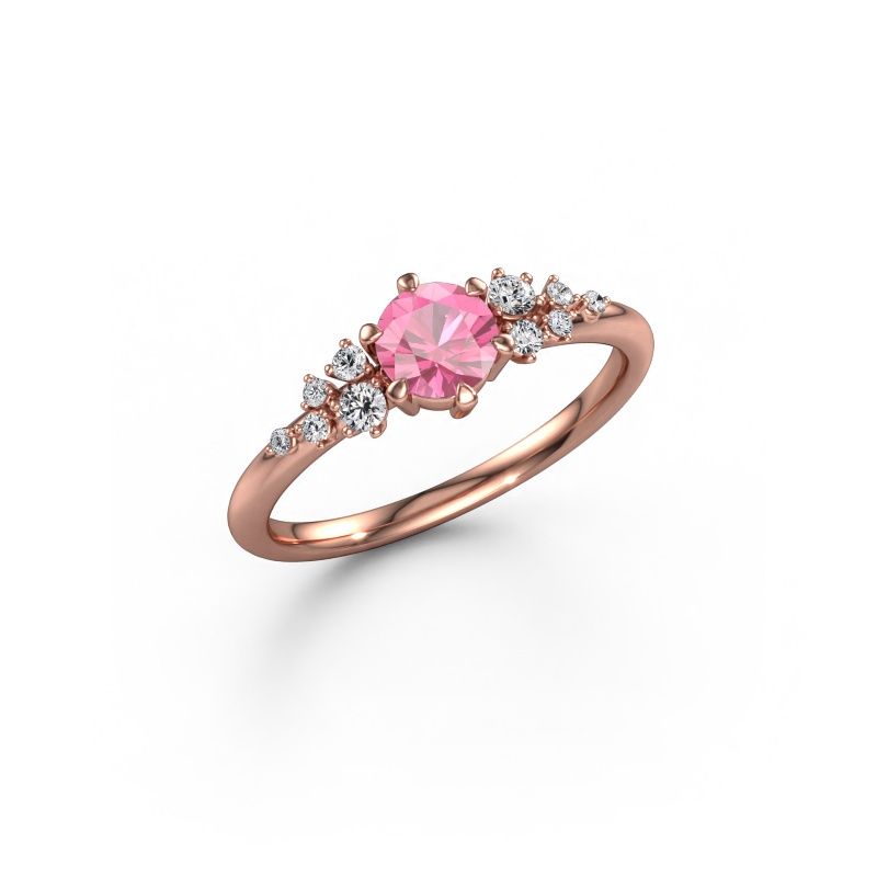 Verlovingsring Royce RND 585 rosé goud roze saffier 5 mm