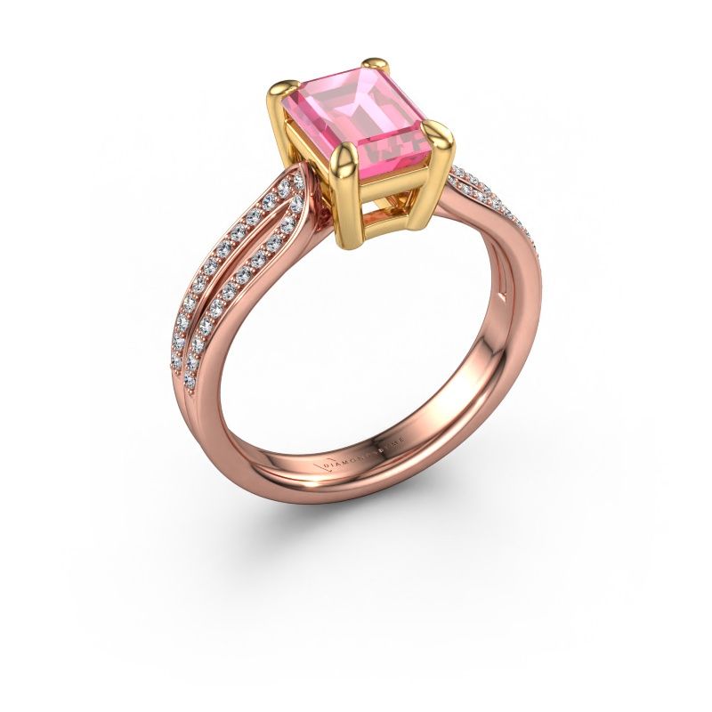 Engagement ring Antonia eme 2 585 rose gold pink sapphire 8x6 mm
