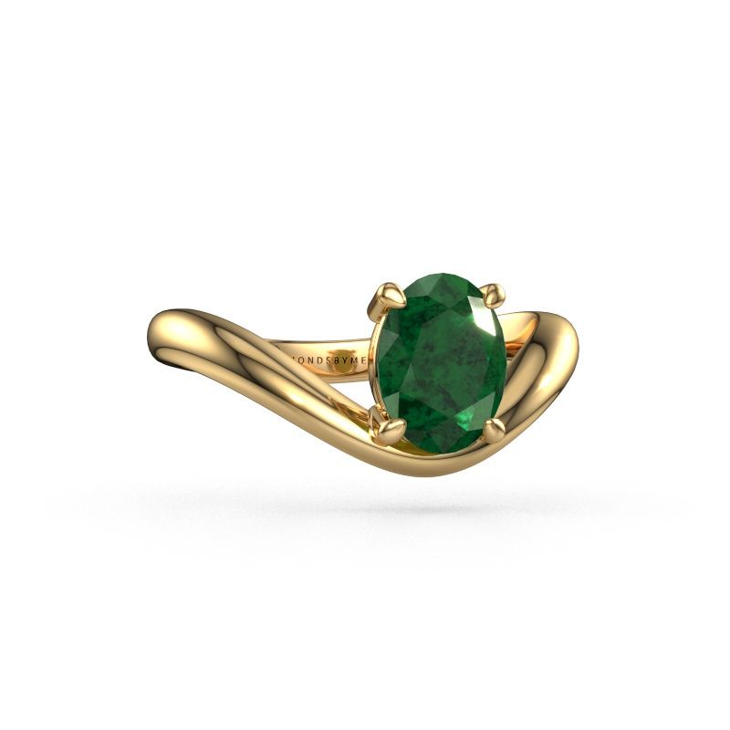 Engagement ring Femke OVL 585 gold emerald 8x6 mm
