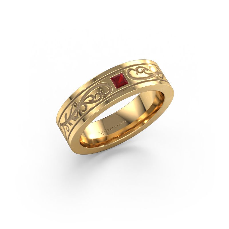 Men's ring Matijs 585 gold ruby 3 mm