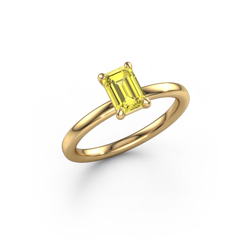 Engagement ring Simone EME 1 585 gold yellow lab grown diamond 6.5x4.5 mm