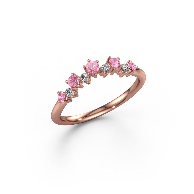 Zijring Carly A 585 rosé goud roze saffier 2.5 mm