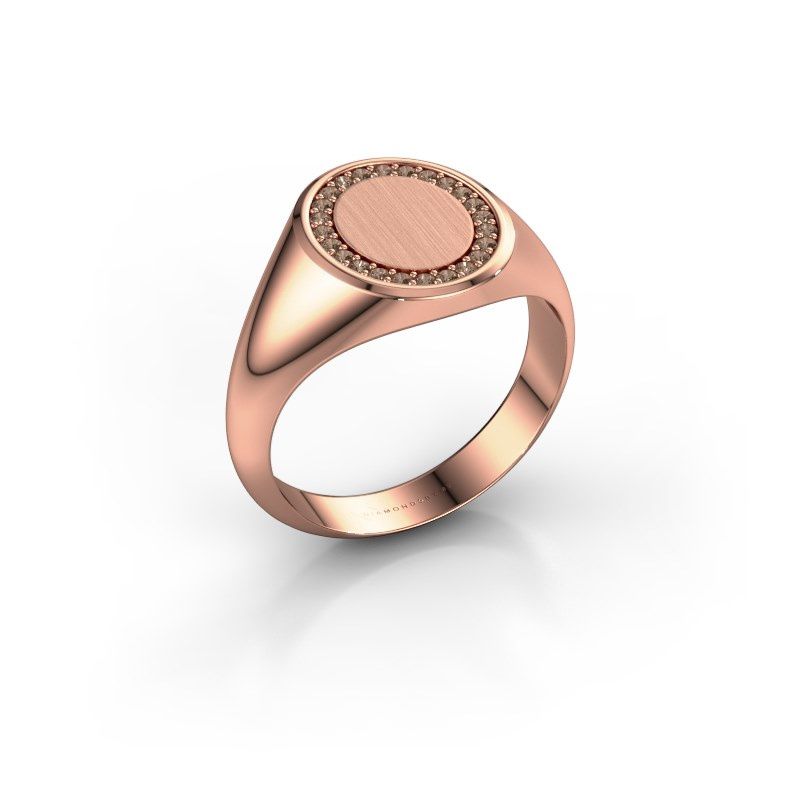 Image of Men's ring floris oval 2<br/>585 rose gold<br/>Brown diamond 0.18 crt