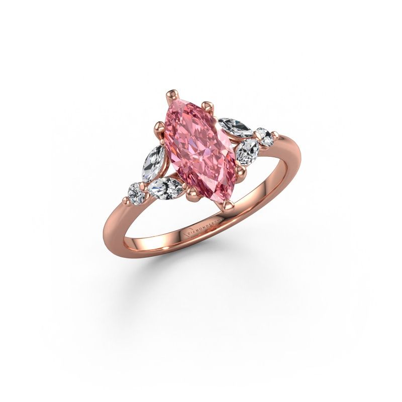 Engagement ring Megan MRQ 585 rose gold pink lab grown diamond 11x5.5 mm
