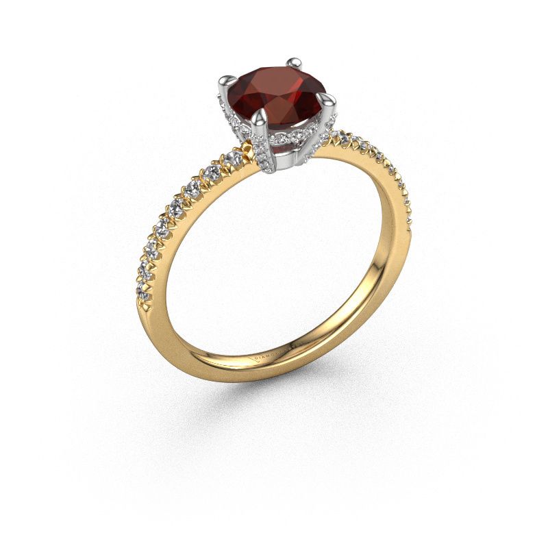 Bague de fiançailles Saskia rnd 1 585 or jaune grenat 6.5 mm