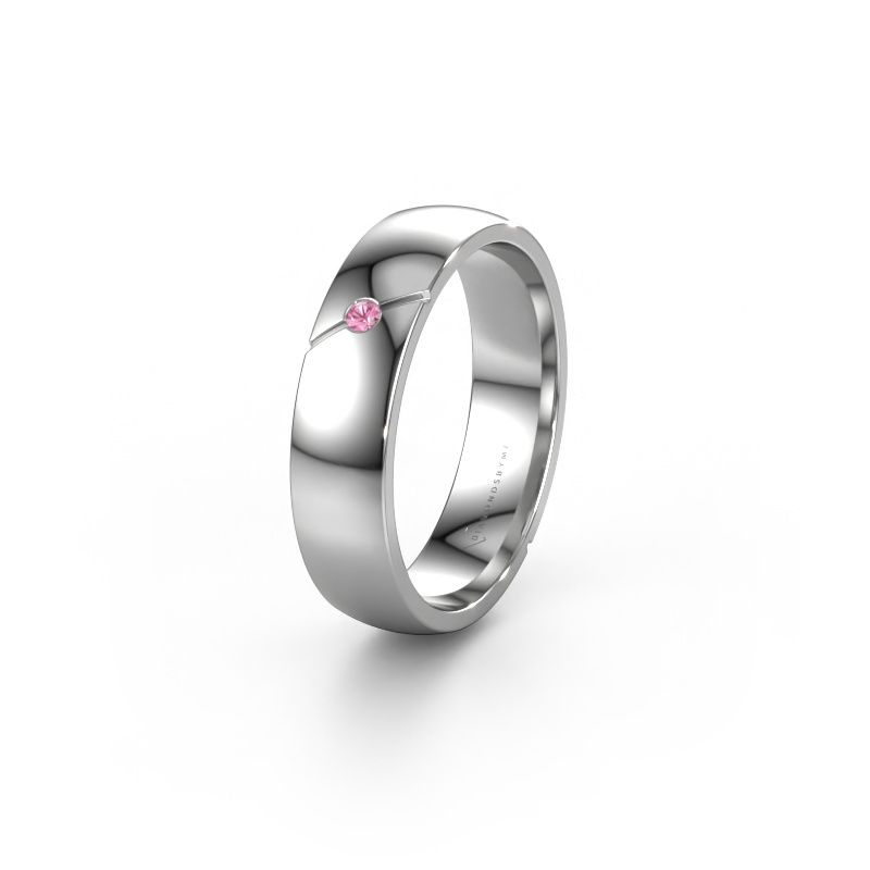 Wedding ring WH1201L25AP 585 white gold pink sapphire ±5x1.7 mm