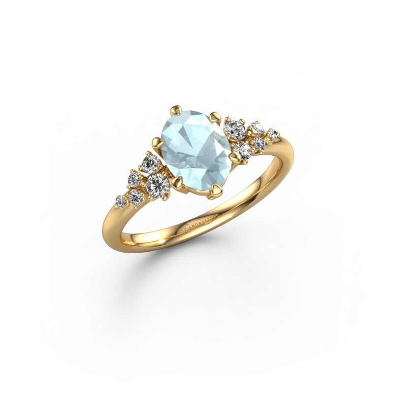 Engagement ring Royce OVL 585 gold aquamarine 8x6 mm
