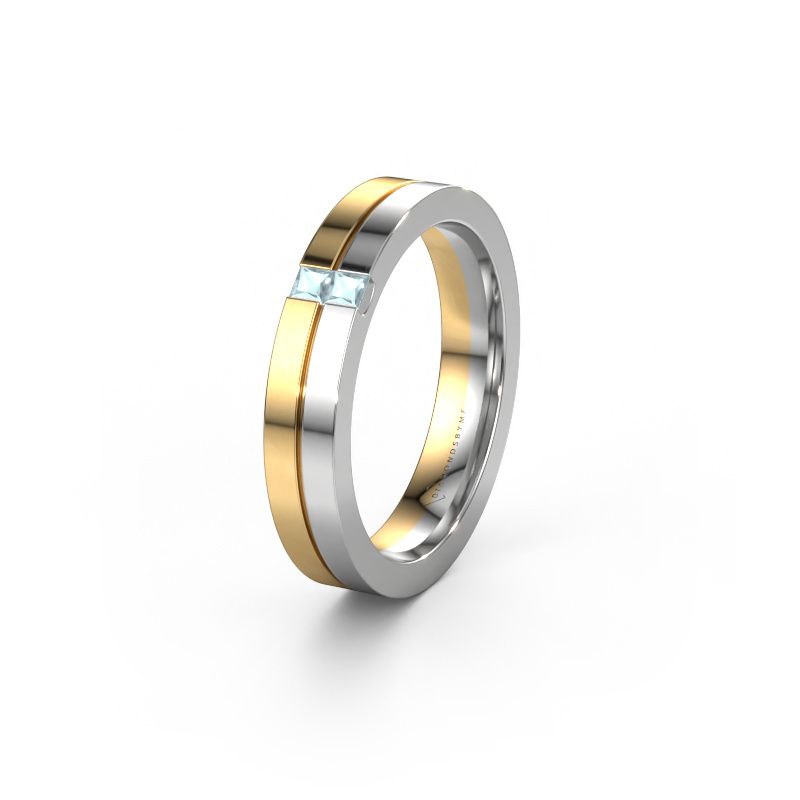 Wedding ring WH0225L14B 585 gold aquamarine ±4x2 mm