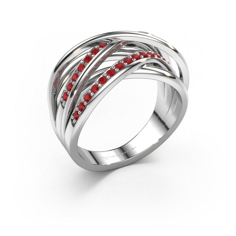 Bague Fem 2 585 or blanc rubis 1.5 mm