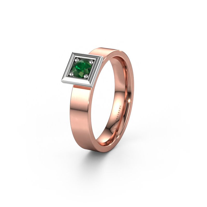 Trouwring WH2112L14A 585 rosé goud smaragd ±4 x 1,7 mm