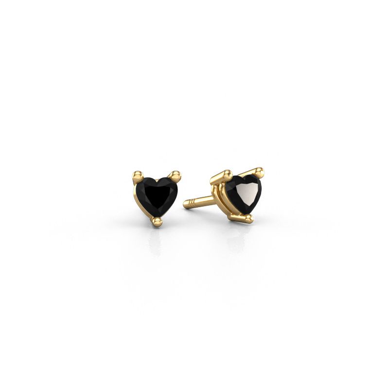 Stud earrings Garnet 585 gold black diamond 0.60 crt