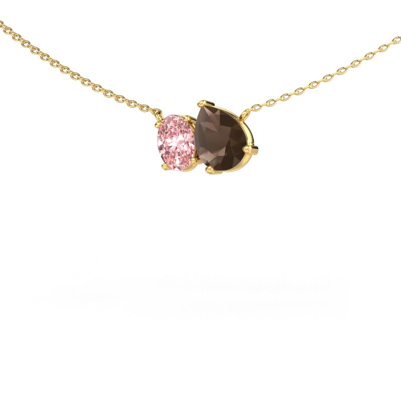 Pendant Toi et Moi PER OVL 585 gold smokey quartz 8x6 mm