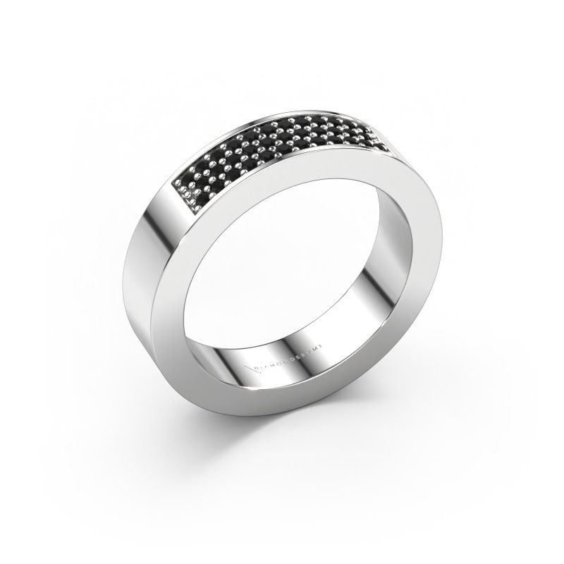 Ring Lindsey 1 585 witgoud zwarte diamant 0.28 crt