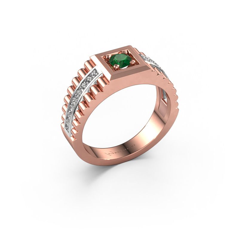 Heren ring Maikel 585 rosé goud smaragd 4.2 mm