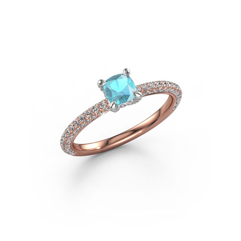 Engagement ring Saskia 2 CUS 585 rose gold blue topaz 4.5 mm