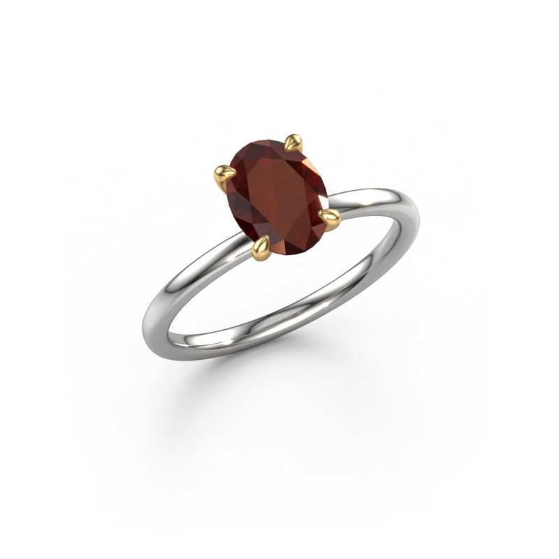 Engagement ring Crystal OVL 1 585 white gold garnet 8x6 mm