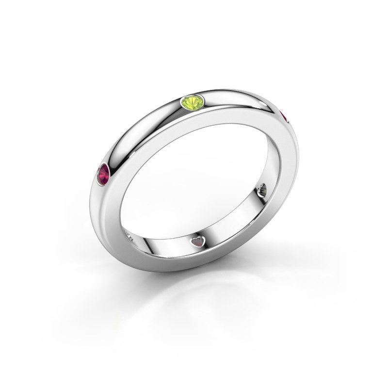 Image of Stackable ring Charla 585 white gold peridot 2 mm