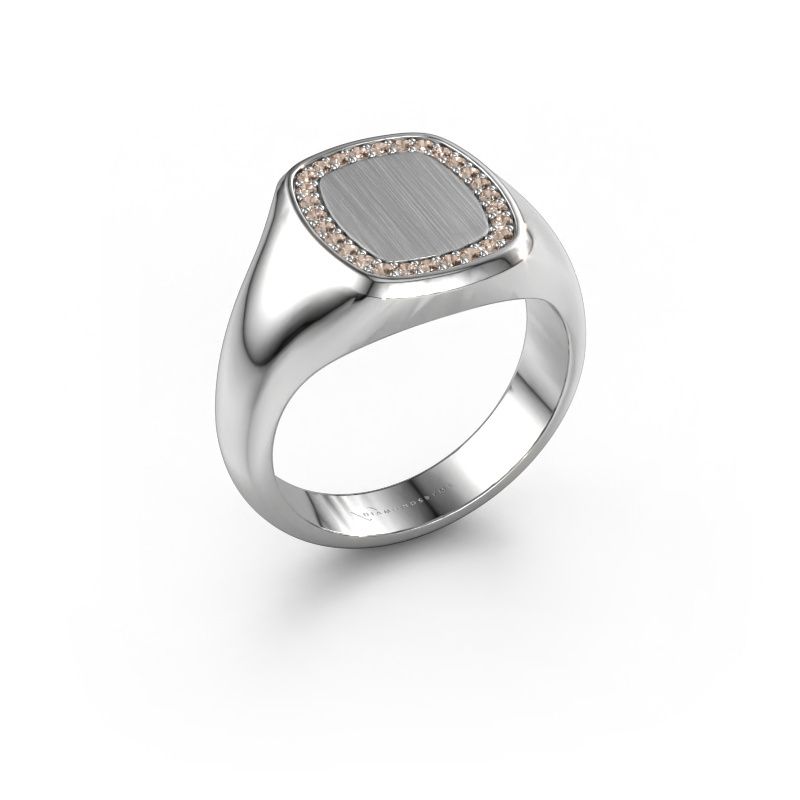 Herrenring Floris Cushion 2 950 Platin Braun Diamant 0.21 crt
