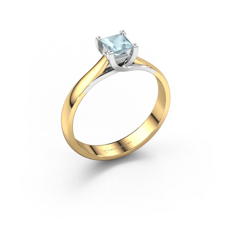 Engagement ring Mia Square 585 gold aquamarine 4 mm