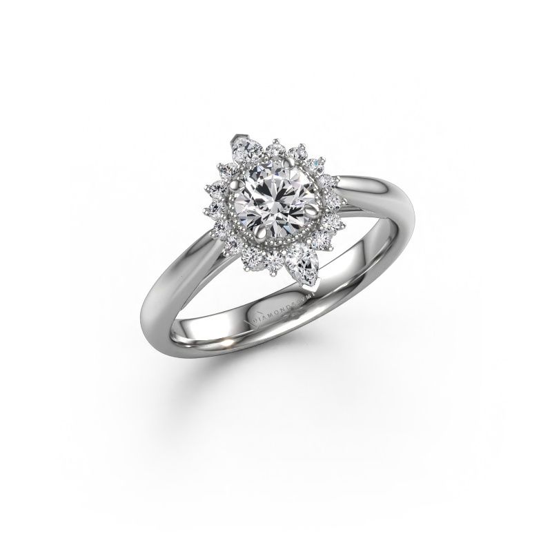 Bague de fiançailles Susan 585 or blanc diamant synthétique 0.885 crt