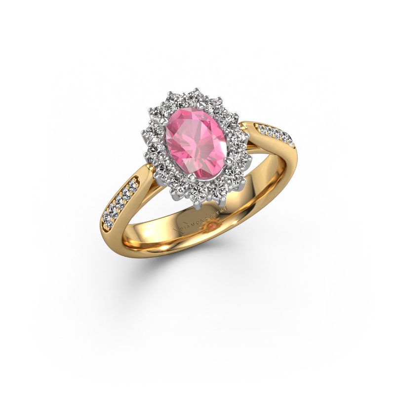 Engagement ring Margien 2 585 gold pink sapphire 7x5 mm
