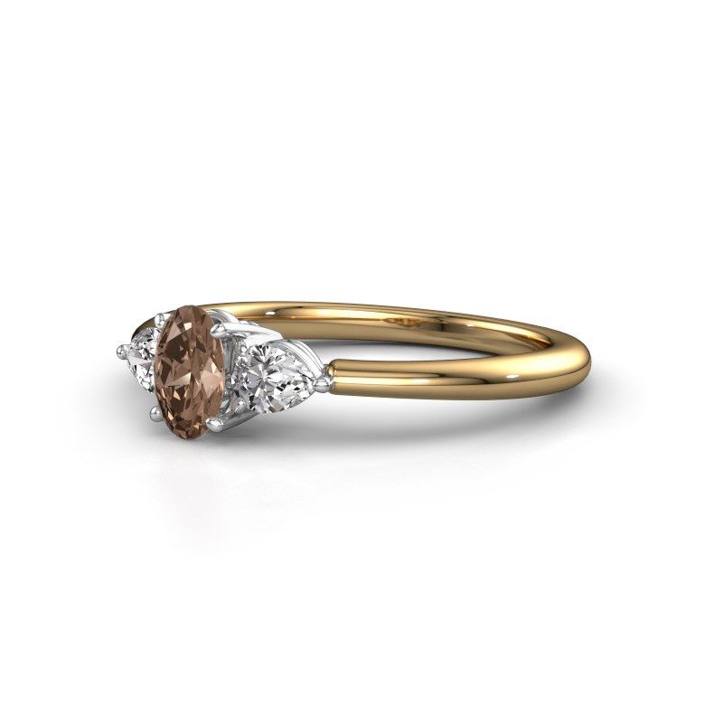 Afbeelding van Verlovingsring Chanou OVL 585 goud bruine diamant 0.82 crt